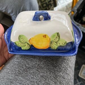 Ceramic Butter Dish with Lemon Design